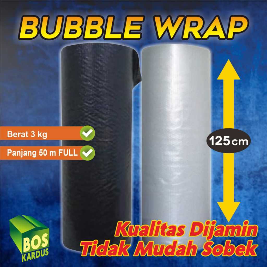 

Bubble Buble Babel Bable Wrap Warp Bubblewrap Roll Murah Bening Hitam Tebal 50 m x 125cm