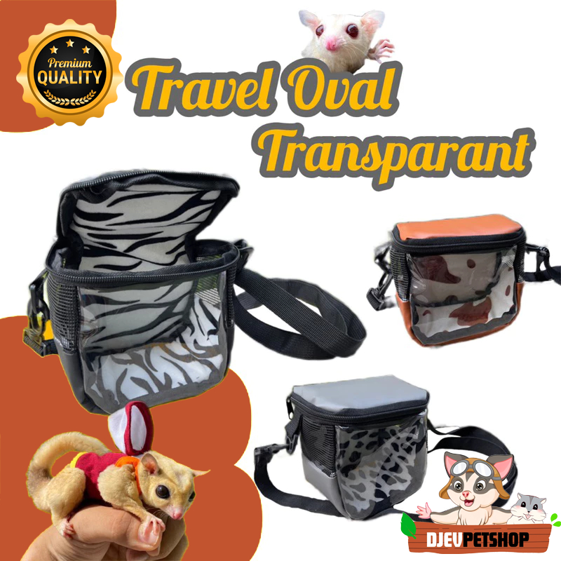 DJEVPETSHOP Travel Pouch Transparan Tas Sugar Glider Model Kubus Tupai Terbang Hamster Untulan Minim