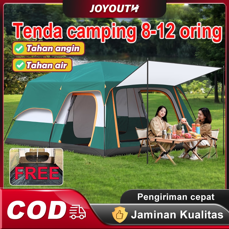 JOY 8-12 orang Tenda camping Portable Outdoor dan Indoor Tenda Otomatis Tenda Tahan Air Tenda Besar