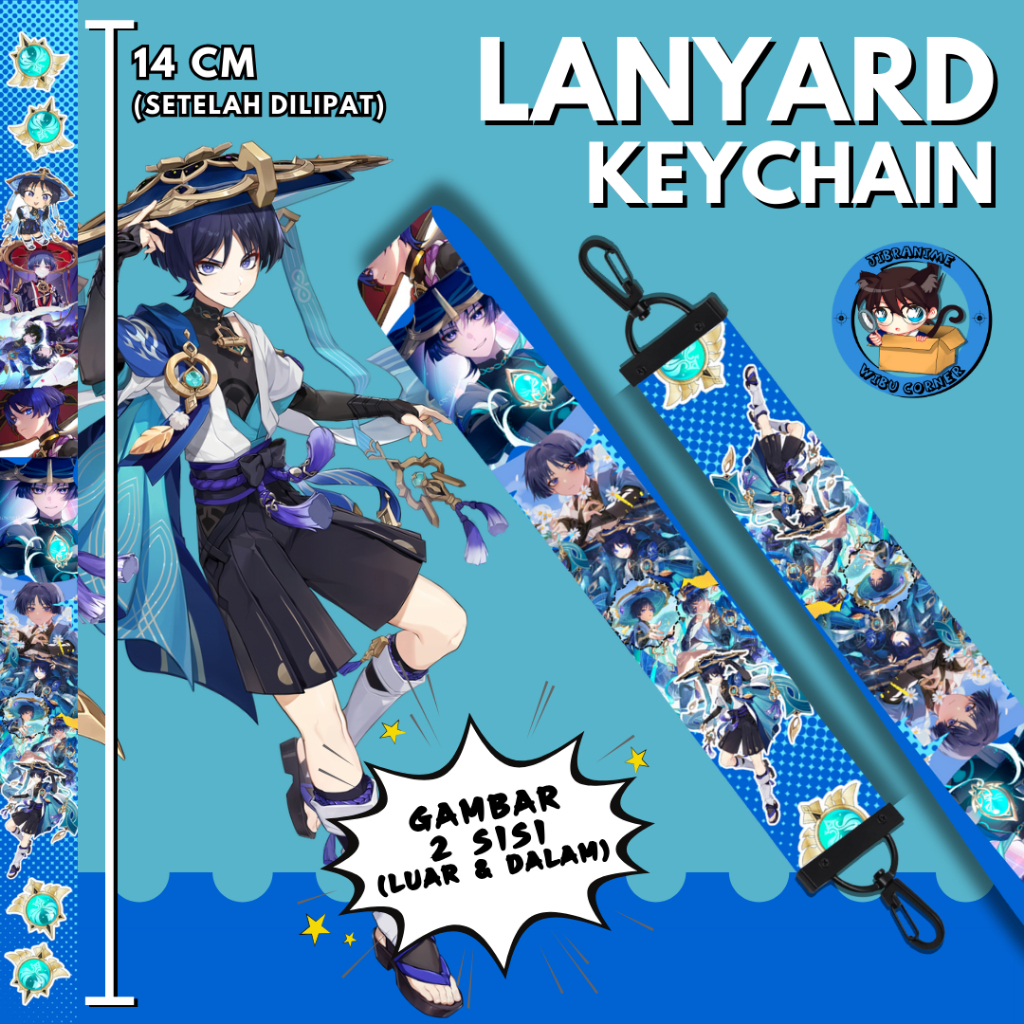 

lanyard strap anime 2 sisi / Wanderer Genshin Impact Versi 2 / anya lanyard custom suka suka / gantungan kunci layard keychain