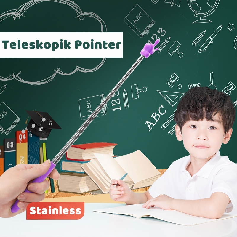 

Tongkat Penunjuk Papan Tulis 55cm Teleskopik Pointer Untuk Bantu Mengajar Desain Jari Teleskopik Untuk Kantor Sekolah Guru Anak