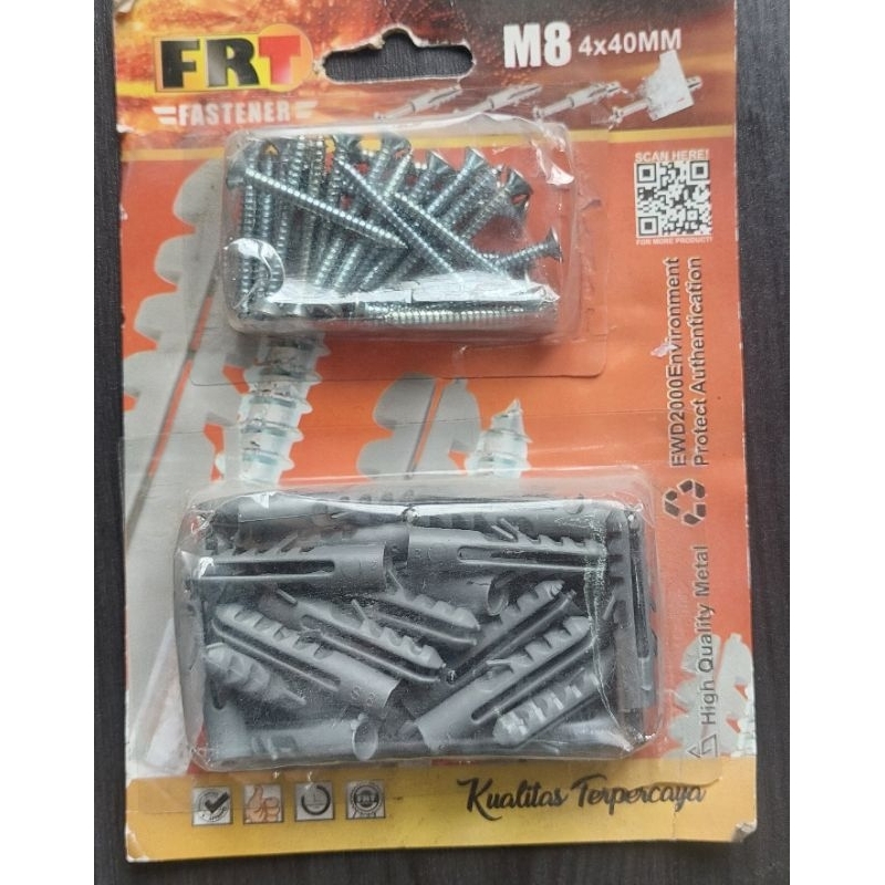Baut Fisher M8 1 bungkus ukuran 4x40mm merk FRT kualitas terpercaya