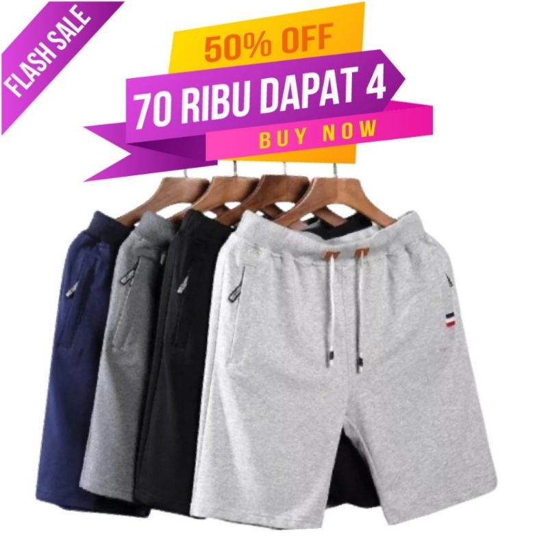 PROMO isi 4 pcs celana pendek pria wanita baby terry termurah celana santai