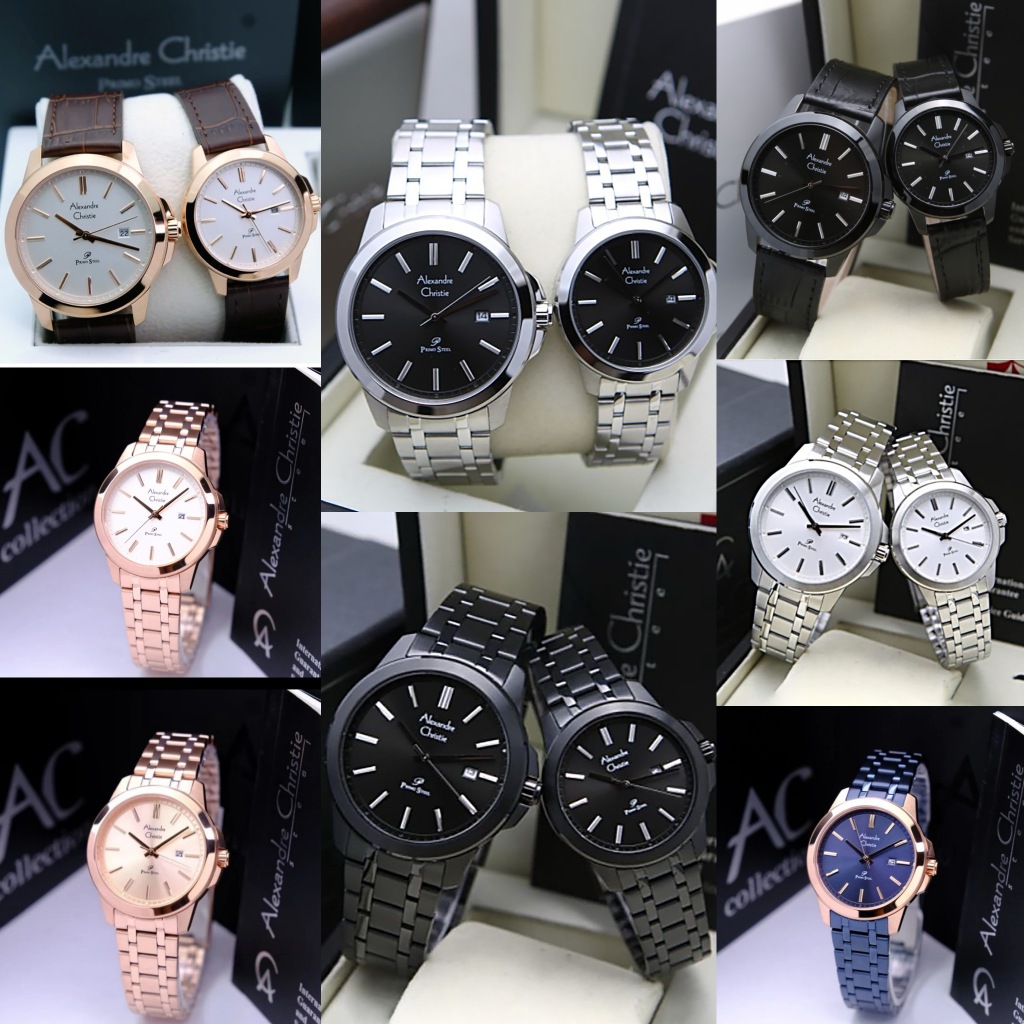 Jam Tangan Couple Alexandre Christie AC 1017 Primo Steel Series Original