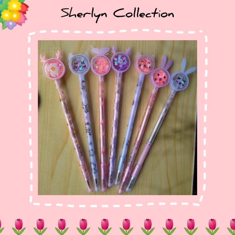 Pulpen Karakter Lucu Aesthetic Payet Glitter