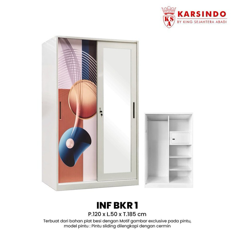 Lemari Pakaian Sliding Plat 120 cm Gantung gamis