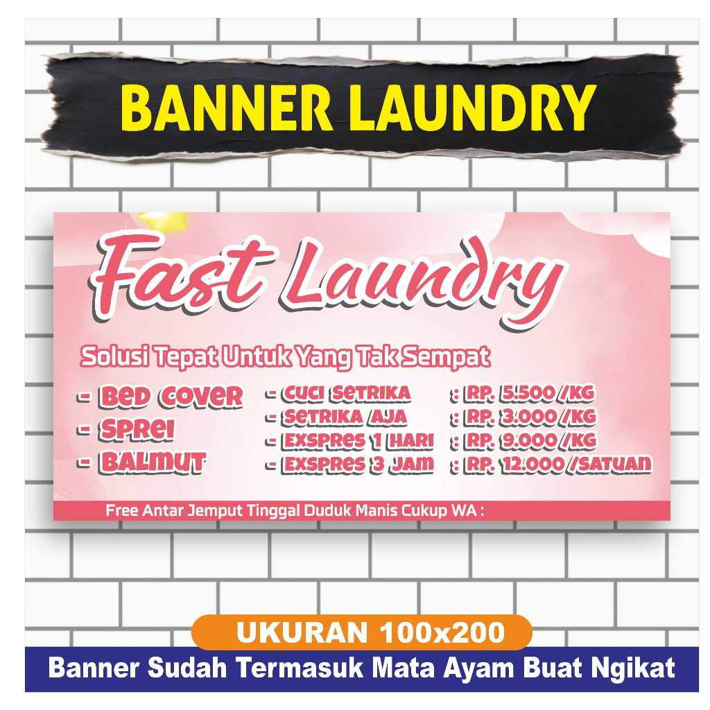 Cetak Banner Spanduk Laundry Free Desain