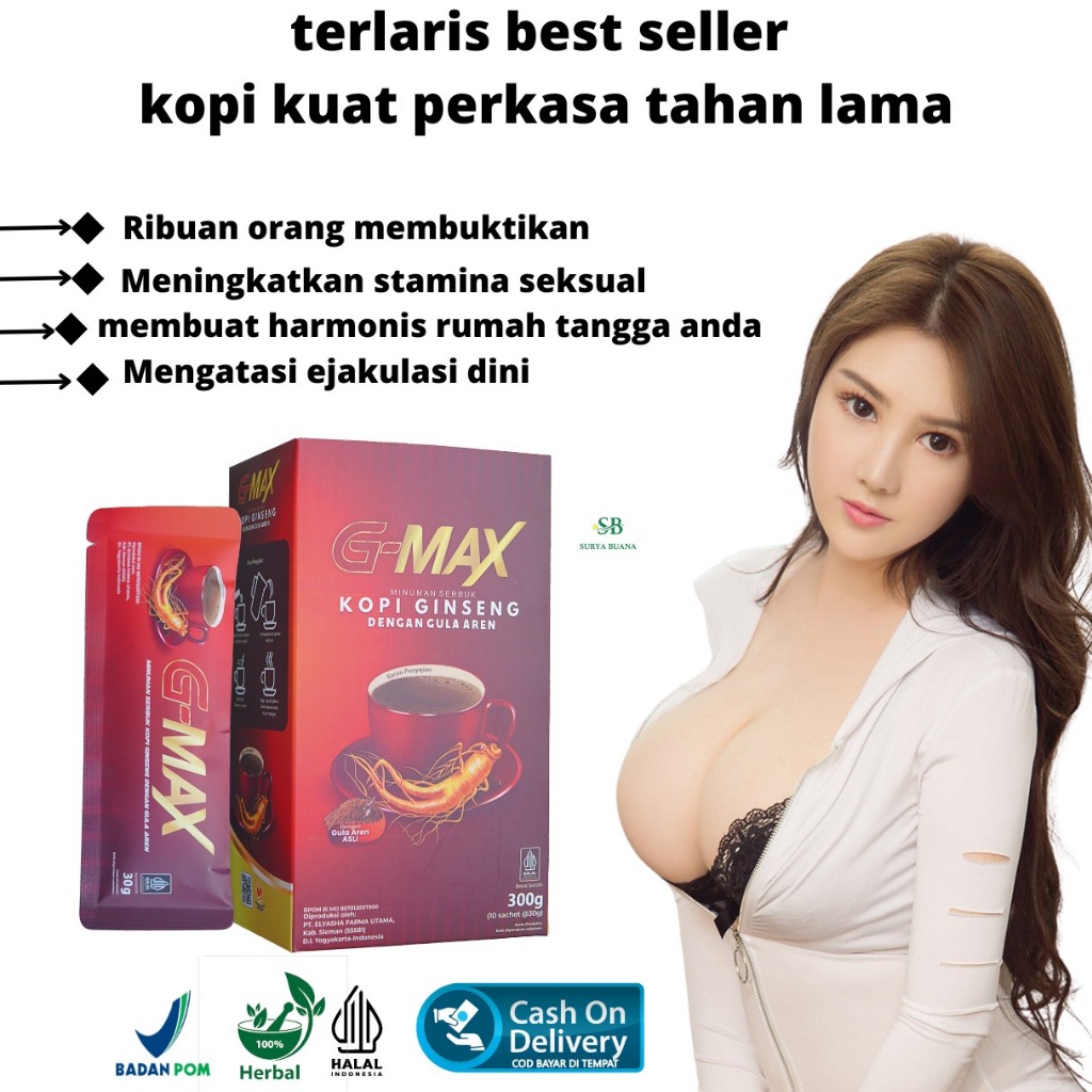 

KOPI G-MAX - Kopi Gingseng Stamina Pria 1 Box isi 10 sachet Original Herbal Alami Berkualitas