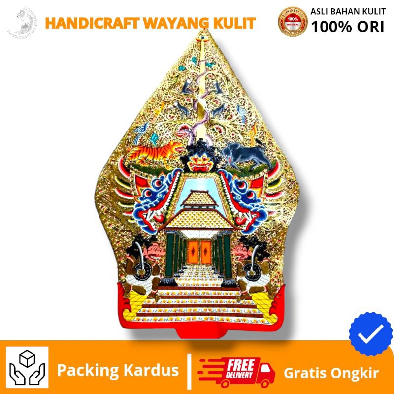 HANDICRAFT WAYANG KULIT | Wayang Kulit GUNUNGAN KAYON Alusan Gapit Sungu -+80cm Standar Pedalangan