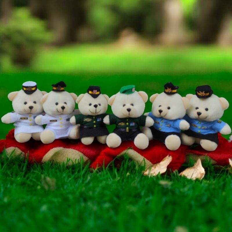 Boneka beruang TNI AD, TNI AU, TNI AL tinggi 15cm