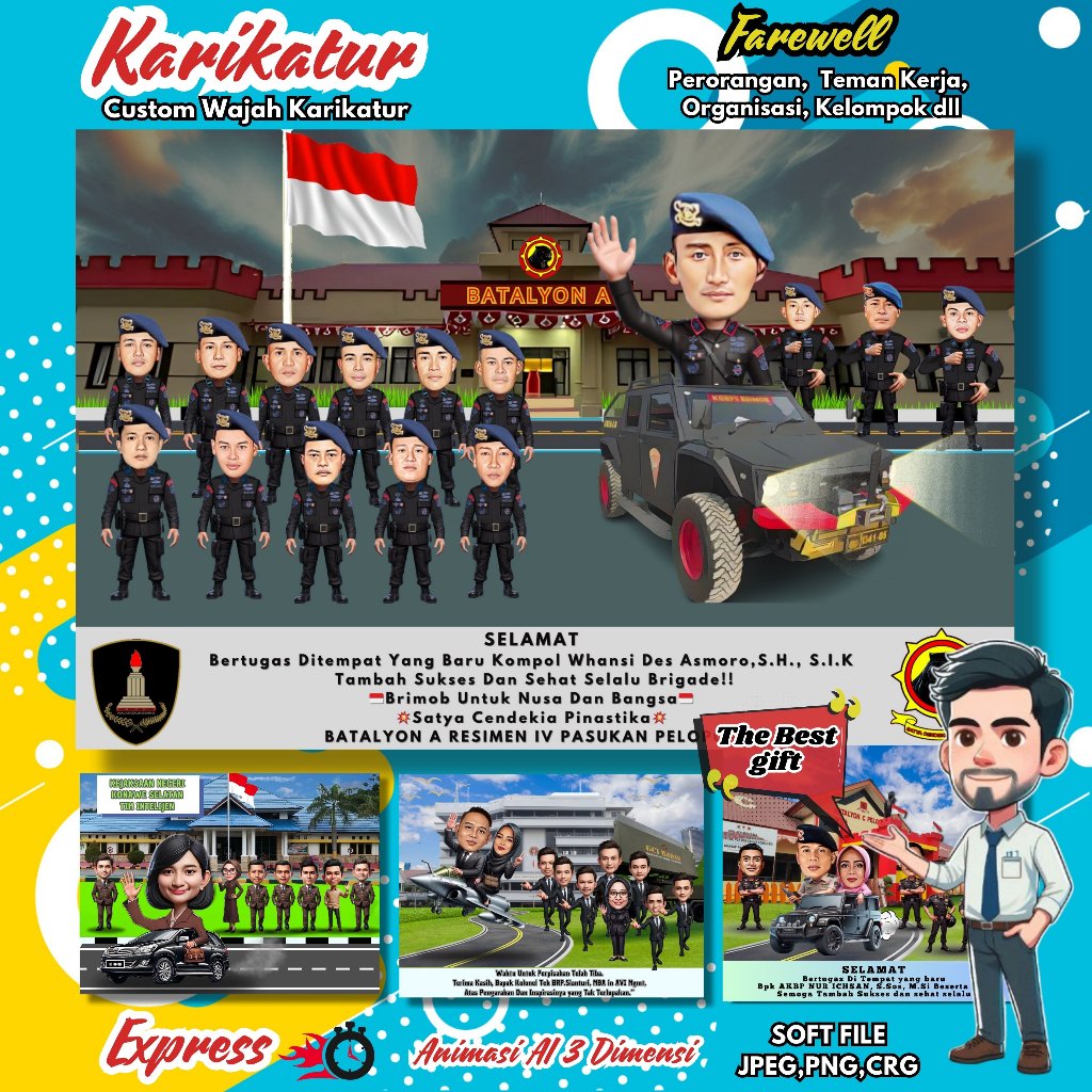 Edit Foto Karikatur Konsep Kepolisian,TNI,BRIMOB Dan Konsep Lainnya | Edit Karikatur Rekan Kerja | E