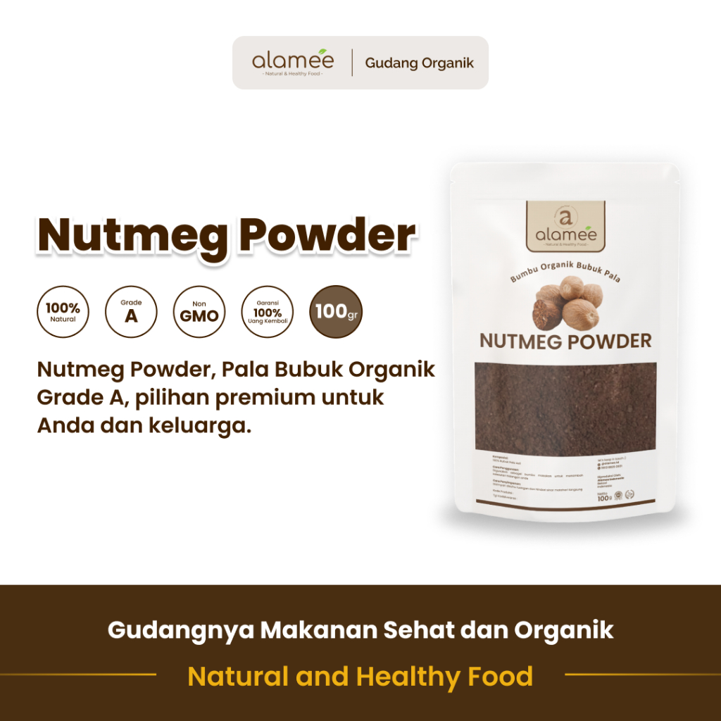 

alamee bumbu organik pala 100 gram dari petani lokal adalah bumbu alami yang kaya rasa pilihan lokal