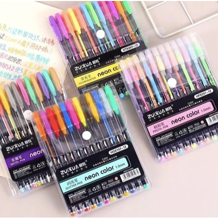 

✅ EMKA ✅ PULPEN GLITTER ISI 12 | Pena Glitter Metalik 1.0mm Isi 12pcs Pulpen Warna Warni Tinta Pastel Neon Color Pena
