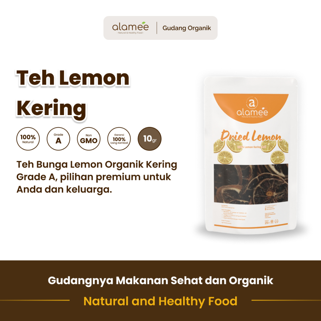 

alamee teh bunga lemon dengan rasa segar dan aroma citrus menyegarkan dalam setiap cangkir 5 gram