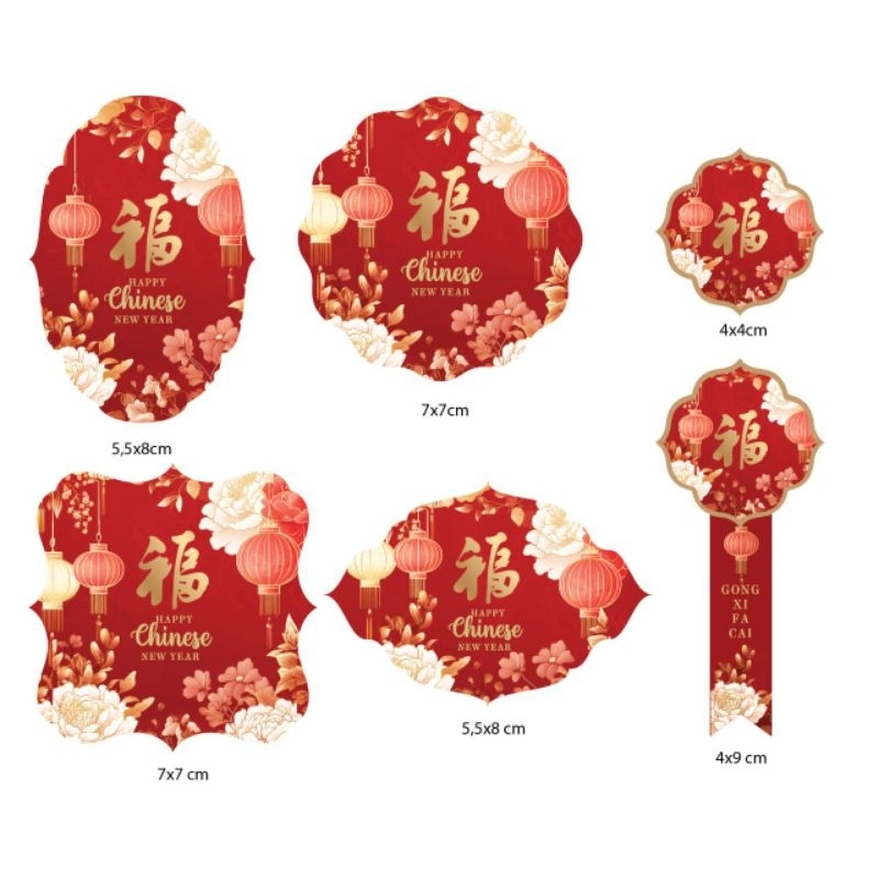 

Stiker toples set new design red lampion imlek cny