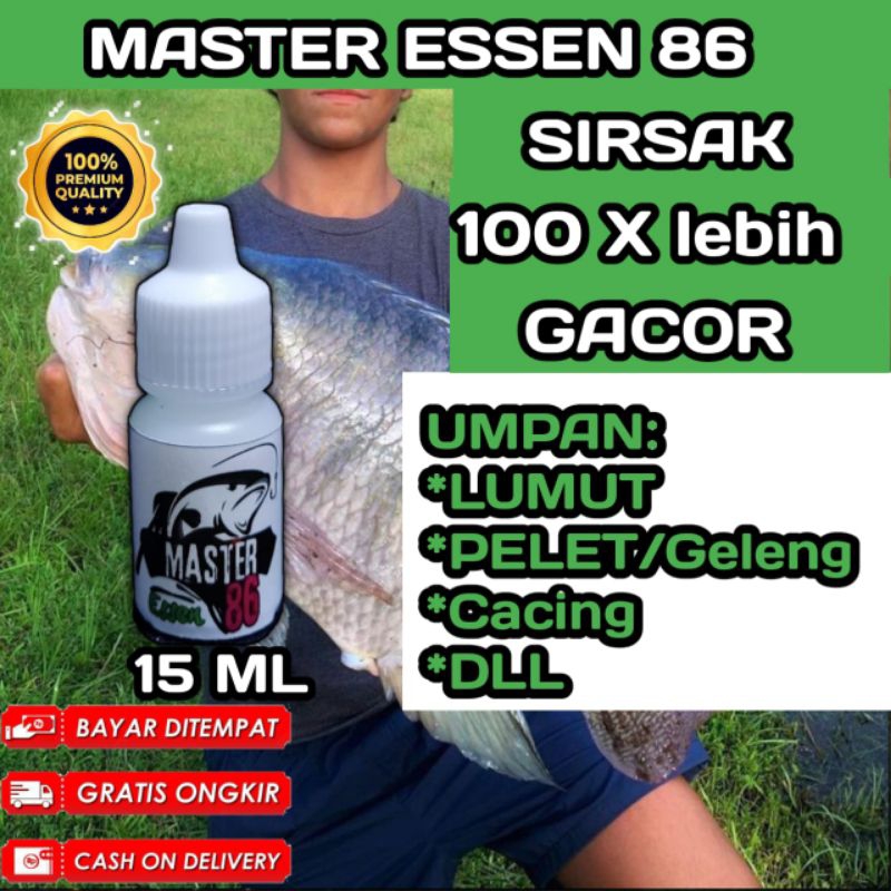 Essen Gacor isi 15 ml master86 rasa Sirsat pemikat ikan Mas super Nila Mujair mujaer  lele super bab