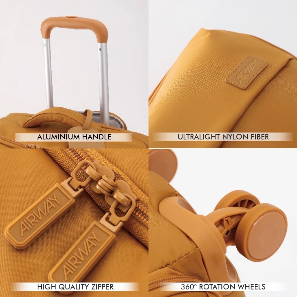 Koper Kain Nylon Kabin dan Bagasi dengan Roda 360 Derajat dan Kompartemen Full Zipper