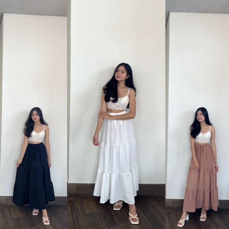 Rok canda tutu susun / Skirt Cewek Panjang / Rok Panjang Wanita Terbaru Bahan Rayon Premium
