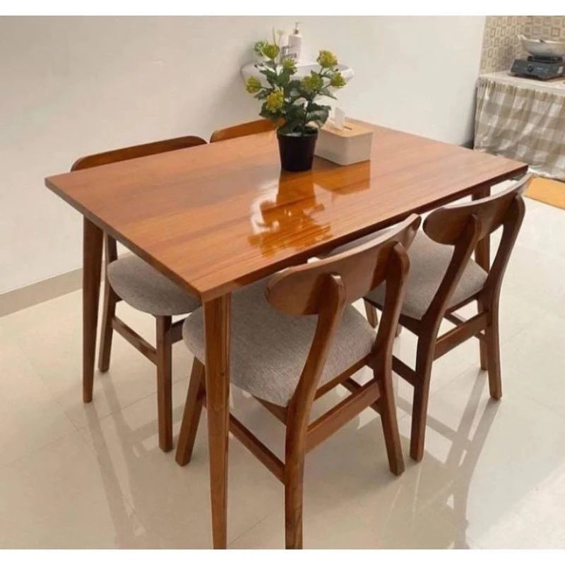Meja makan jati jepara 4 kursi