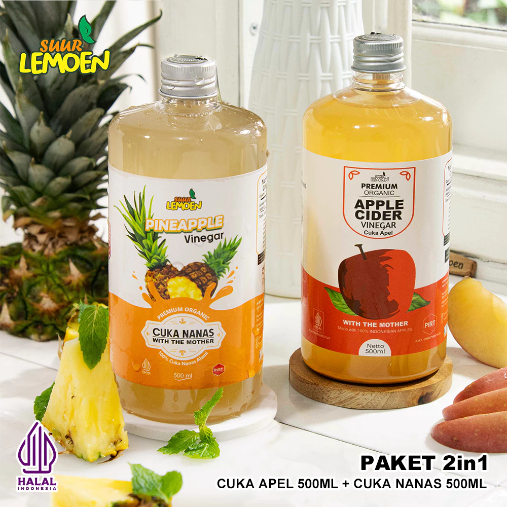 

SUUR LEMOEN - Paket Hemat Cuka Nanas 500ml dan Cuka Apel 500ml - Obat Diabetes Alami