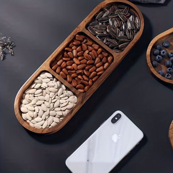 Nampan/Wadah Snack Biji-Bijian Minimalis Kayu Jati