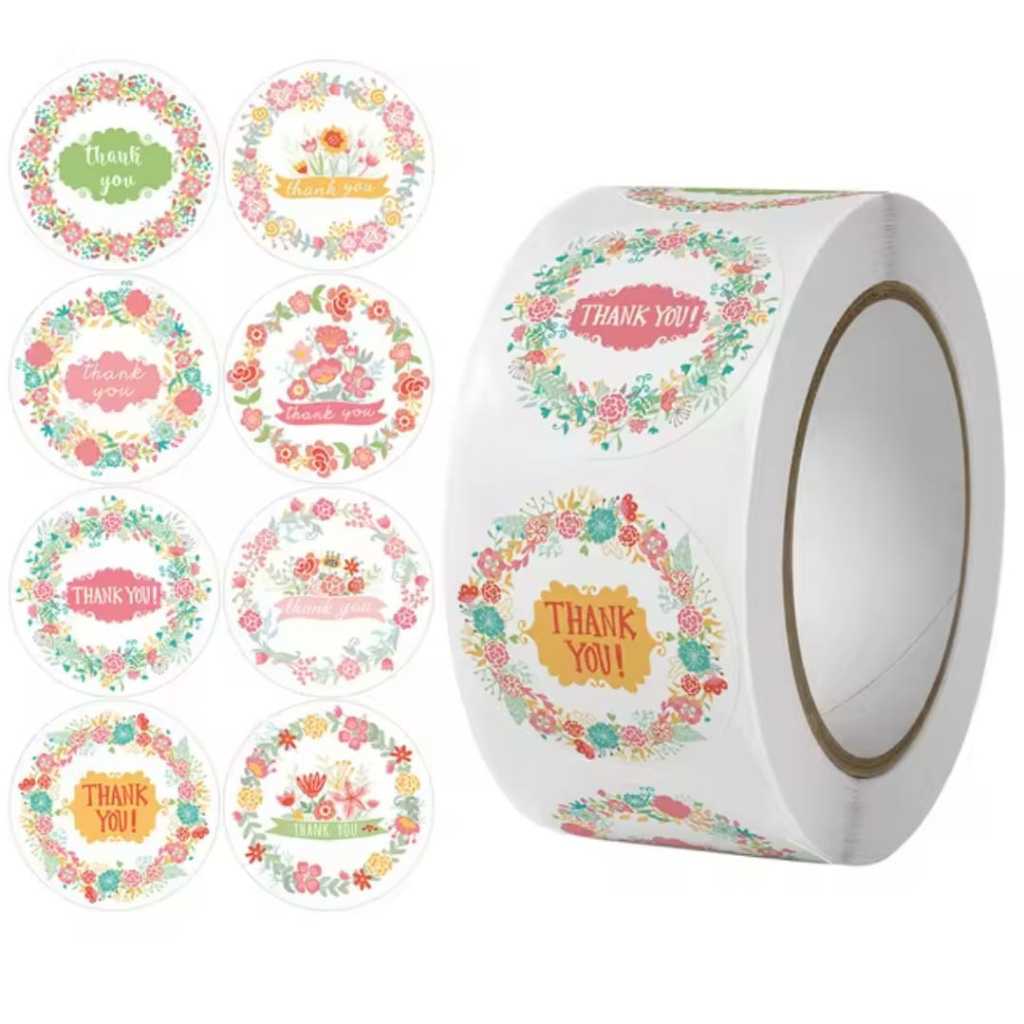 

500 pcs Set Sticker Thank You Flower (karangan bunga) (8 styles)
