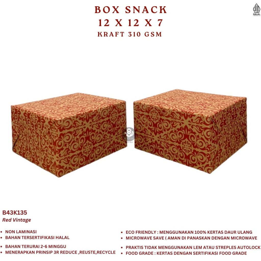 Box Snack Dus Snack 12x12x7 Dus Roti Snack Dus (B43K135-12X12X7)