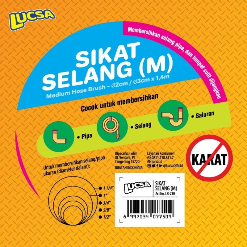 LUCSA SIKAT SELANG PANJANG 140CM ELASTIS ANTI KARAT PANJANG MURAH PEMBERSIH SELANG