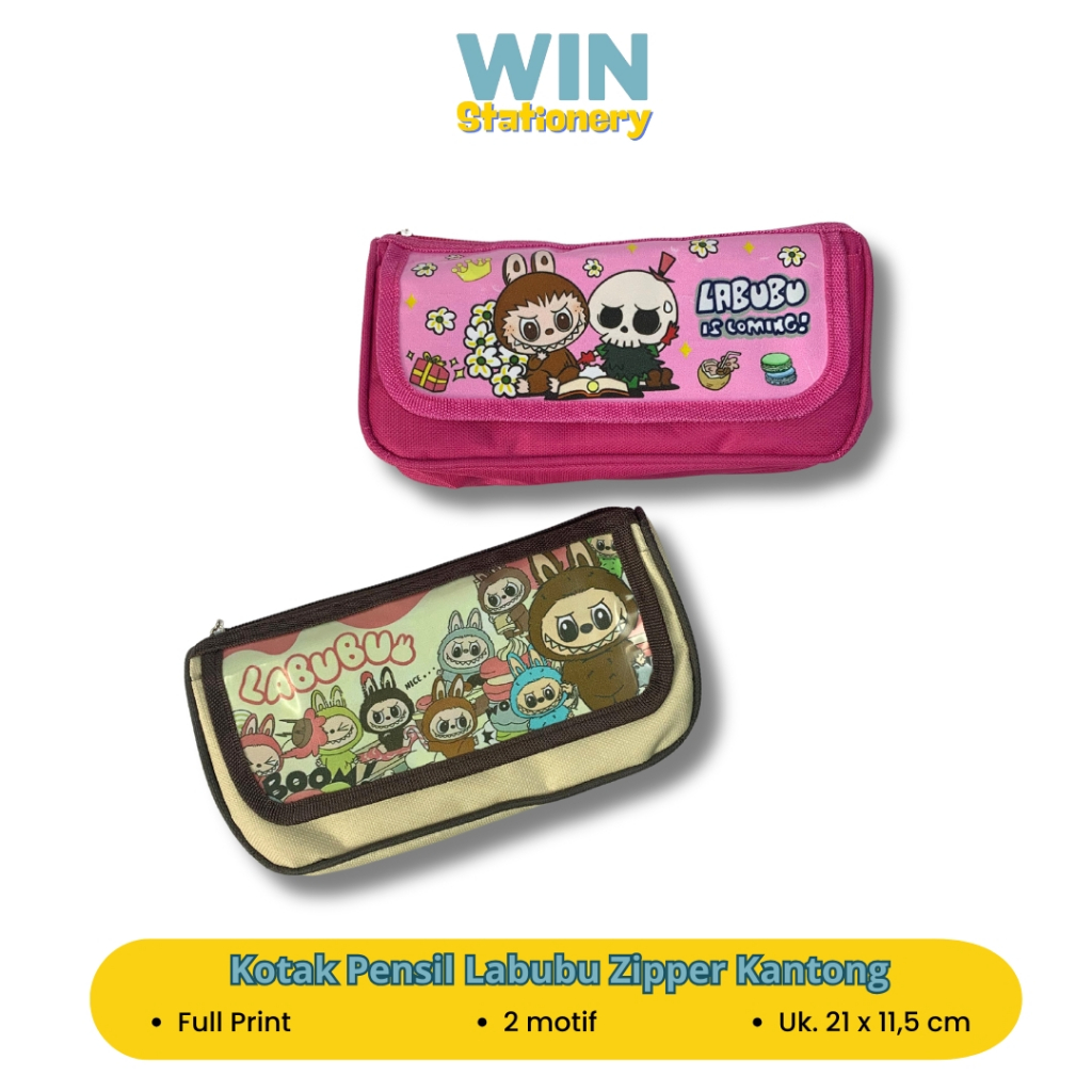 

Kotak Pensil Pencil Case Karakter Labubu Zipper Kantong Alat Tulis Sekolah