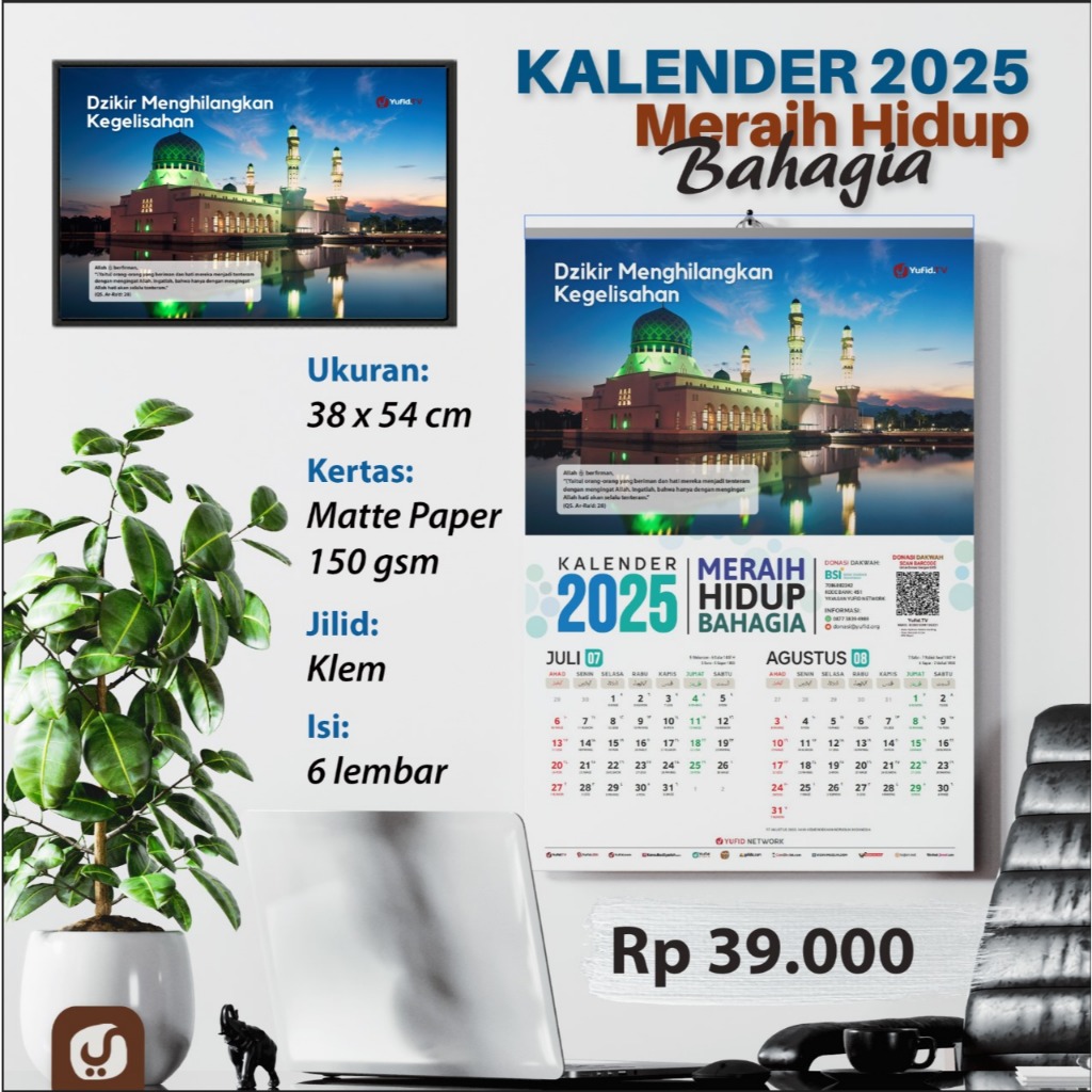 

Kalender Dinding Yufid 2025 - Meraih Hidup Bahagia - Asli + Bonus