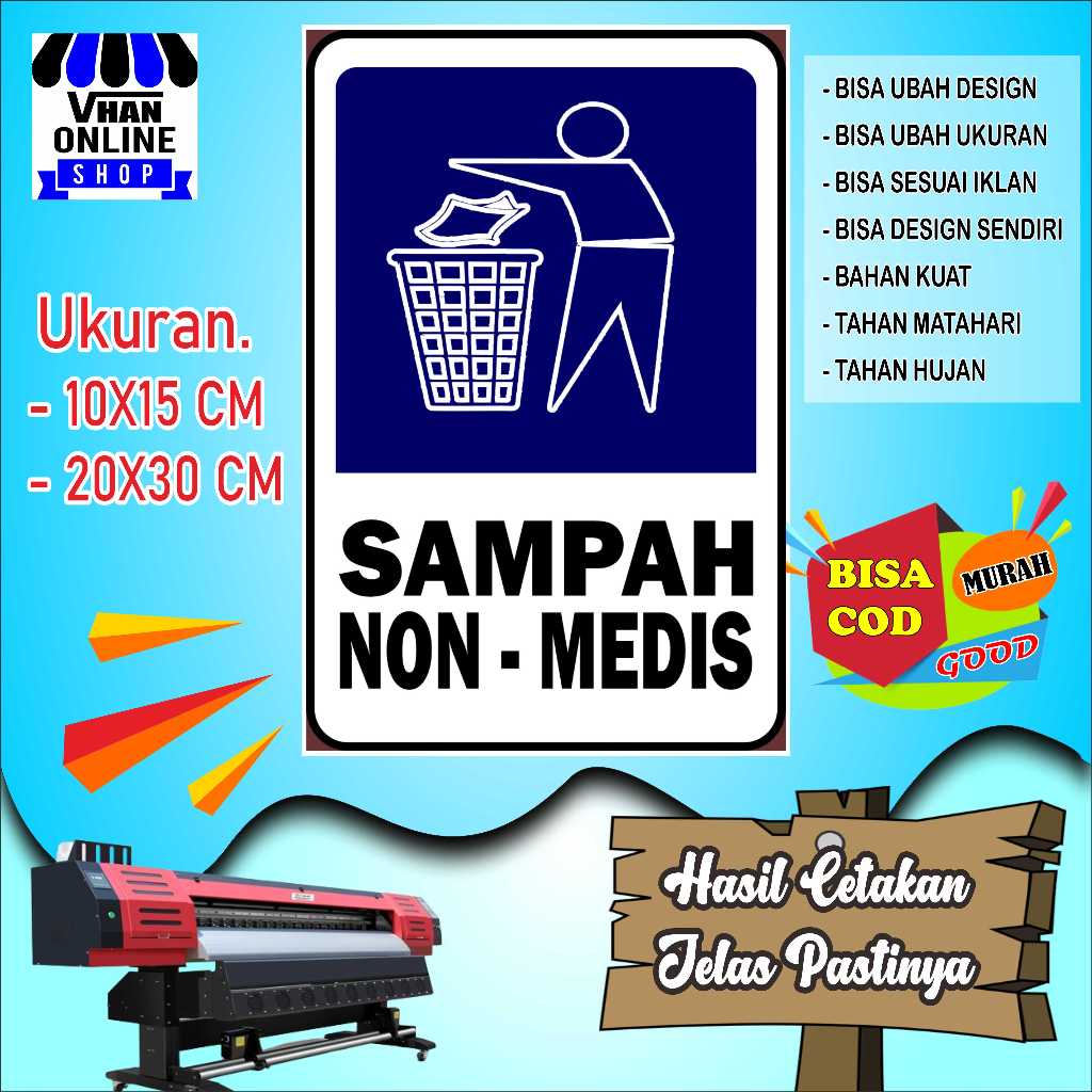 

Cetak Stiker Untuk Sampah Non Medis Keren Biru