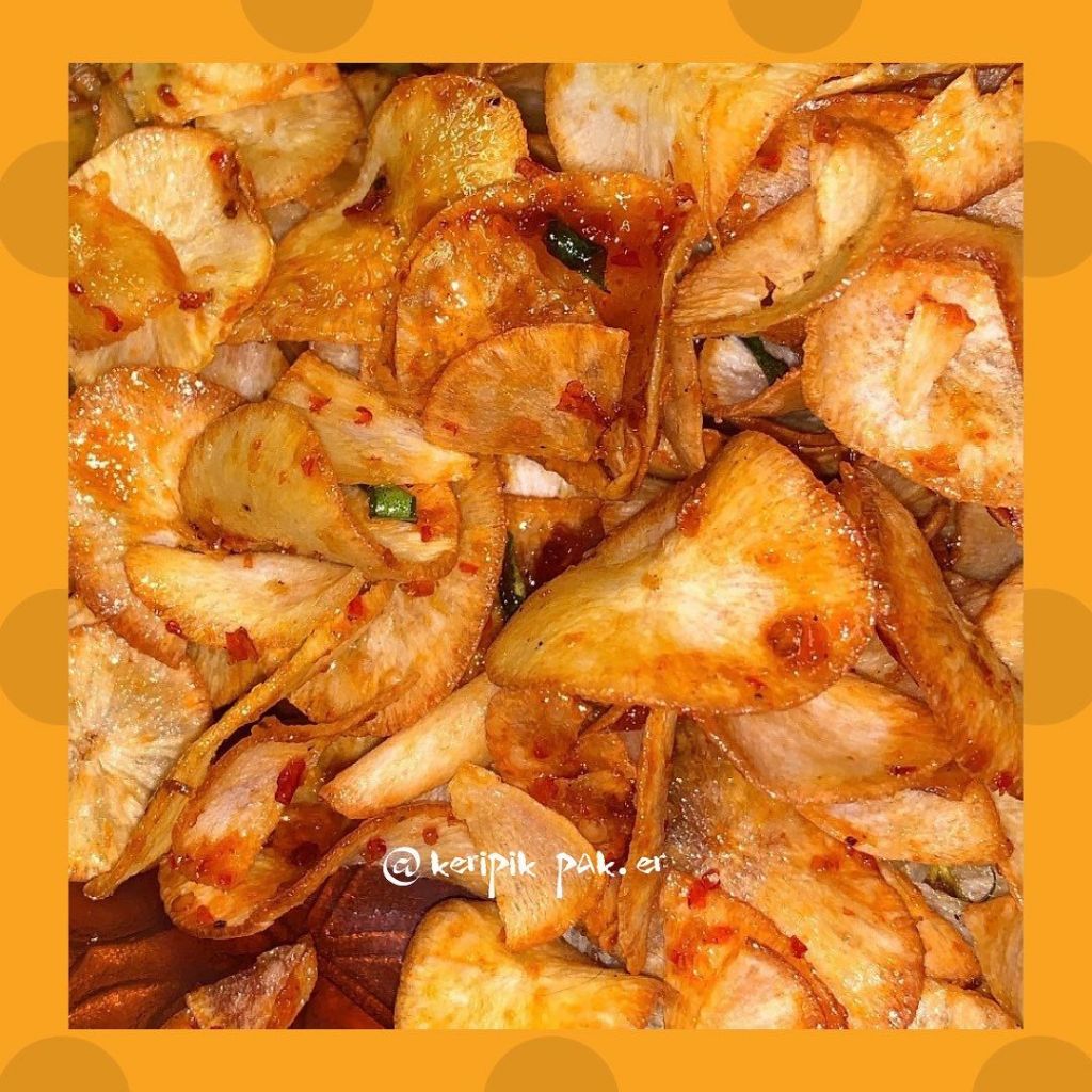 

KERIPIK MANIS PEDAS DAUN JERUK/keripik singkong jajan joyful 500gram