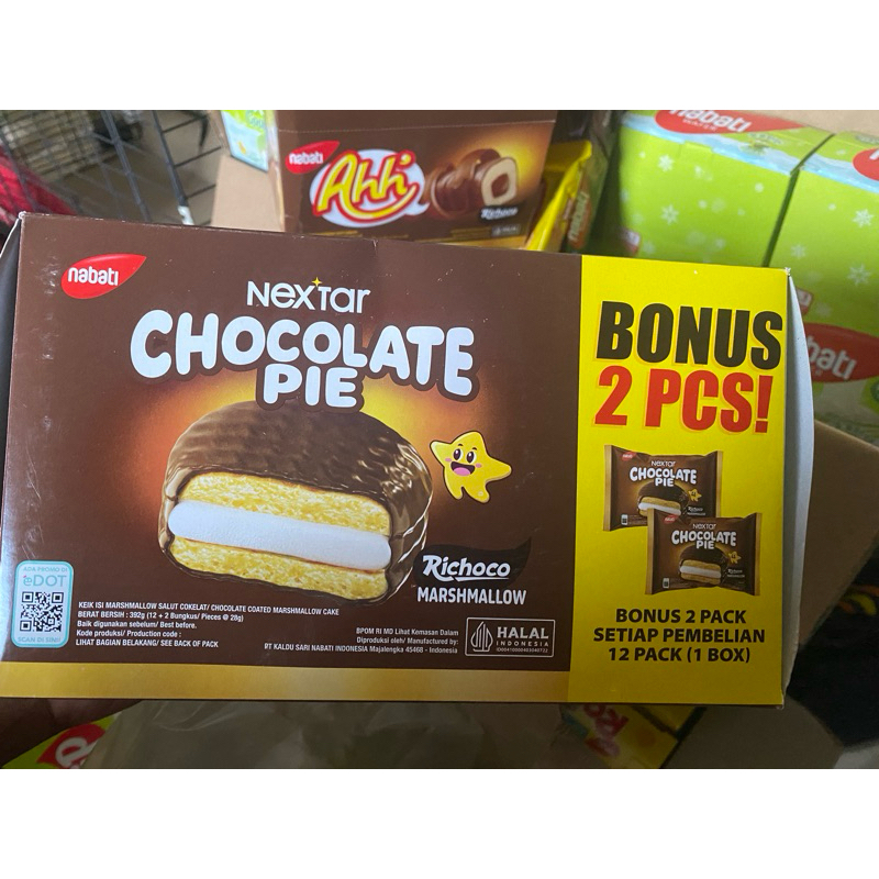 

Nextar Chocolate Pie / Chocopie Maramallow 1 box isi 12+2 pcs