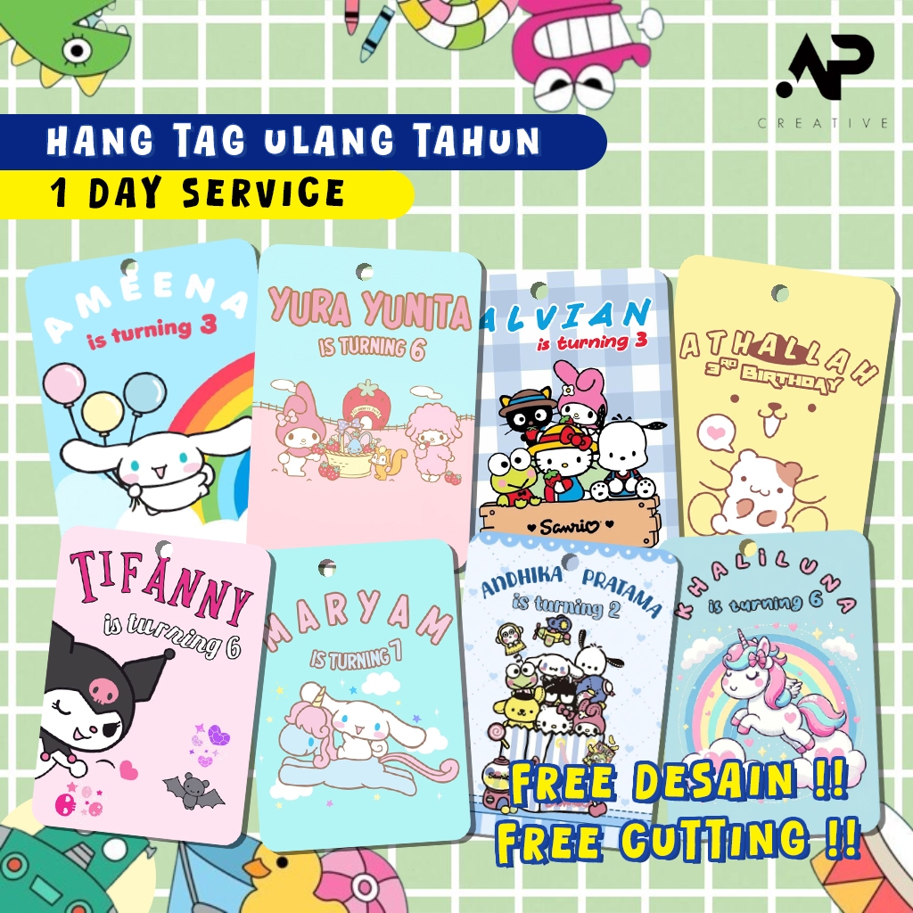 

Hangtag Ulang Tahun Anak KUROMI EDITION Hang Tag Ultah Custom Nama Tag Birthday Free Desain