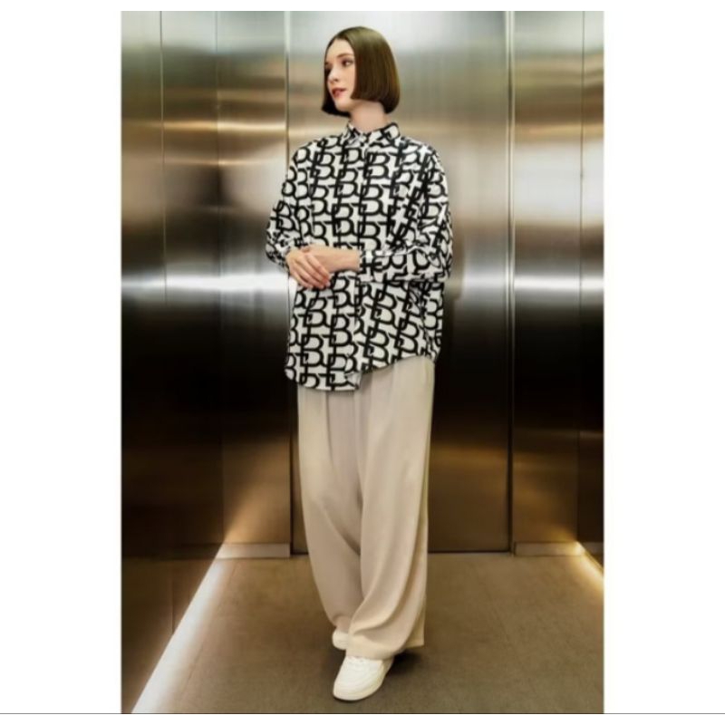 Benang Jarum - Nata Oversized Shirt - Cotton Monogram Black