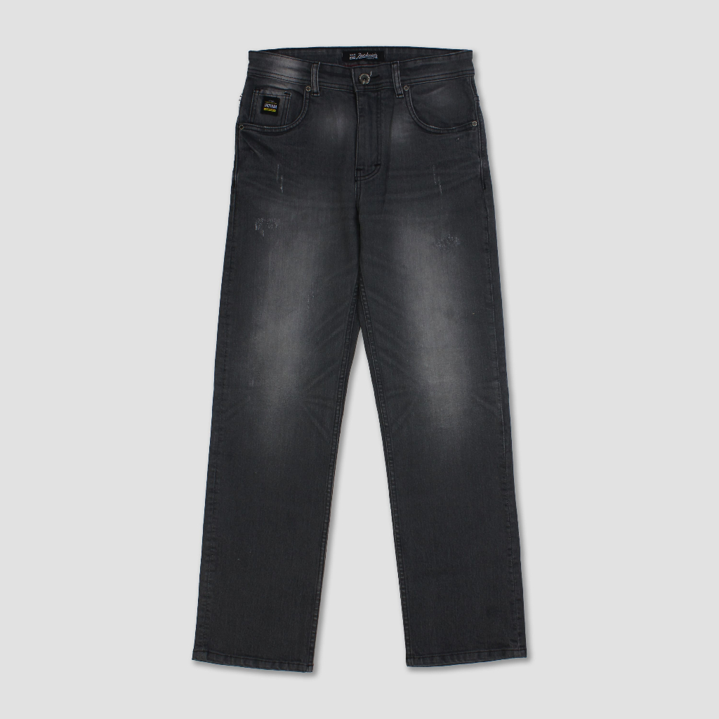 JACKNIM Celana Jeans Pria Regular Fit Stretch Selvedge Accent Graphite Grey