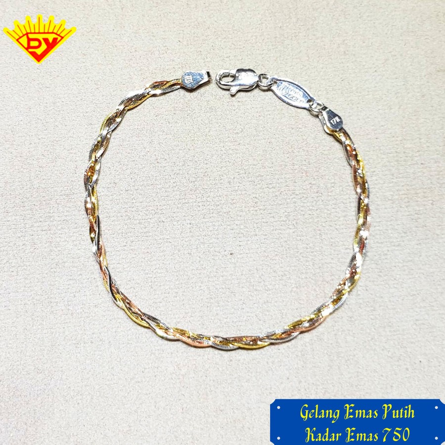 Gelang Rantai Emas Putih Model Kombinasi Kadar Emas 750