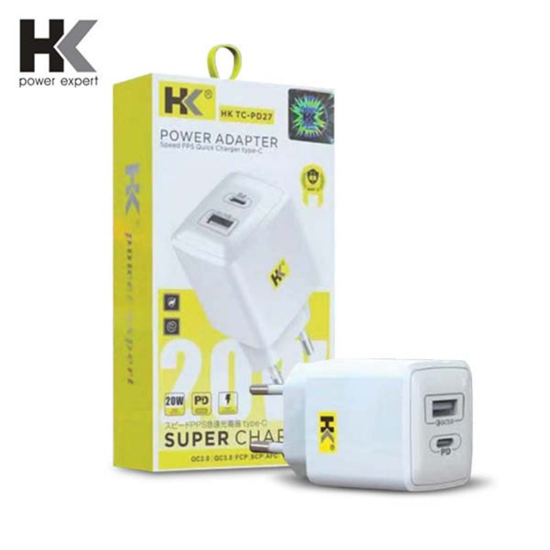 HK Adapter Charger PD27 USB &Type C PD Quick Charger 20W Wall Charger