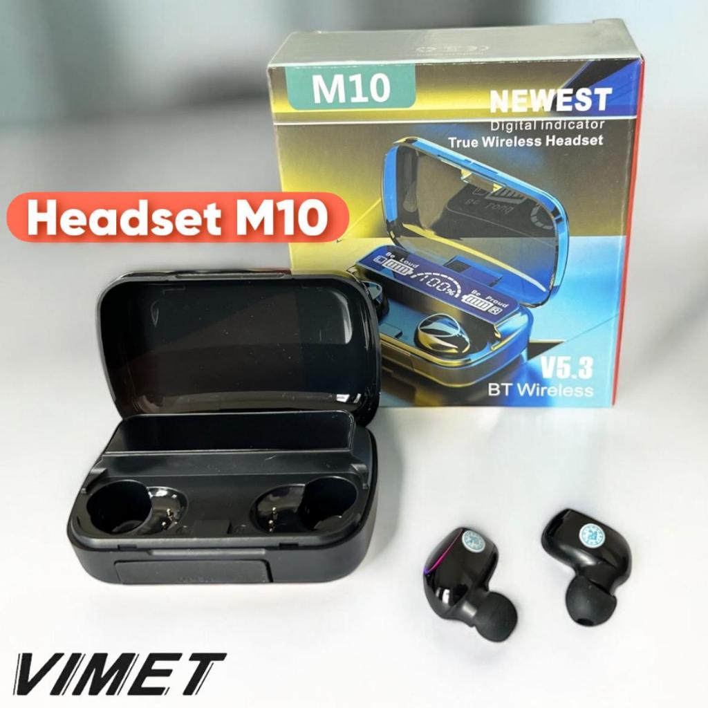TWS M10 Newest True Wireless Headset dengan Digital Indicator / Earphone M10 TWS Bluetooth V5.3 Supe