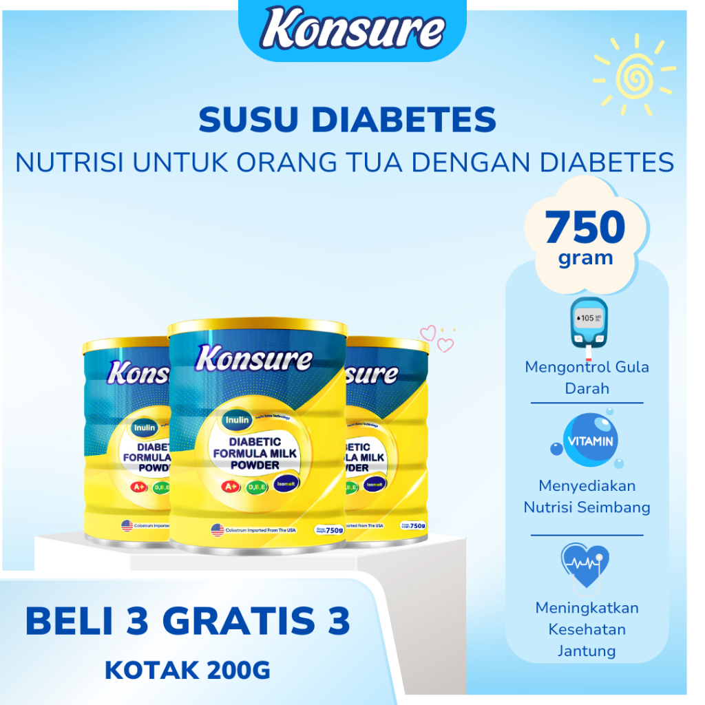 

[BELI 3 GRATIS 3] KONSURE SUSU DIABETES TERKEMUKA IMPORT USA 750G