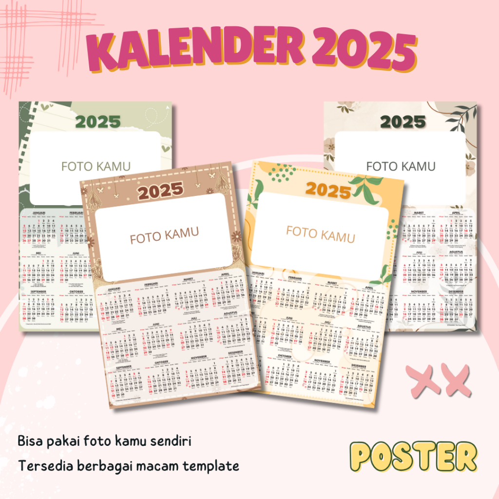 

[12 Bulanan A3+] PART 5 Kalender Dinding 2025 Kalender 12 Bulanan Custom Murah Foto Logo