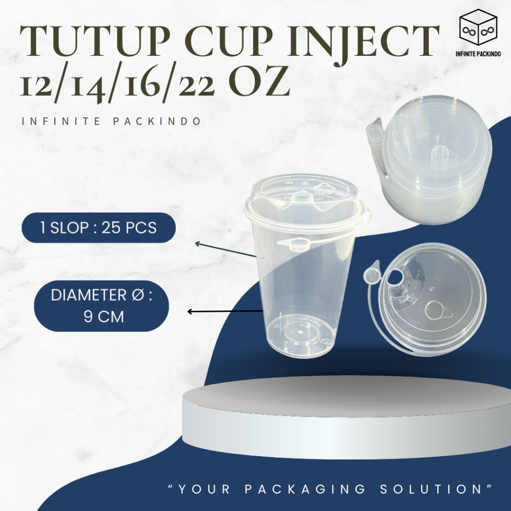 (ISI 25 PCS) Tutup Gelas Plastik Cup Injection (PP) Datar 12oz / 14oz / 16oz / 22 oz / Tutup Injecti