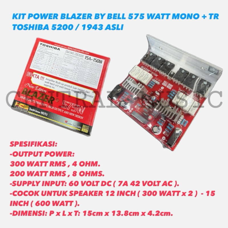 KIT POWER BLAZER BY BELL 575 WATT MONO + TR TOSHIBA 5200 / 1943 ASLI
