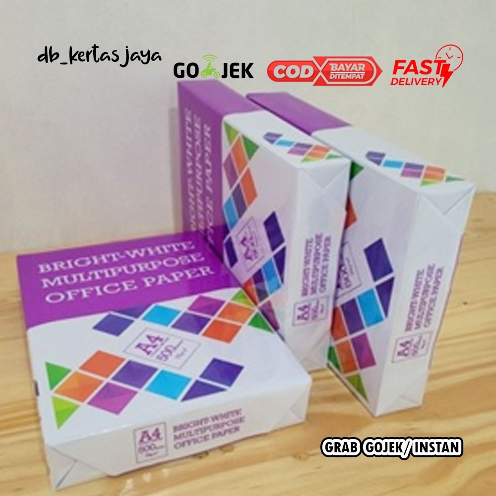 

Kertas A4 75 gr 3 Rim, 1500 lbr BMO (Bright-White Multipurpose Office Paper)