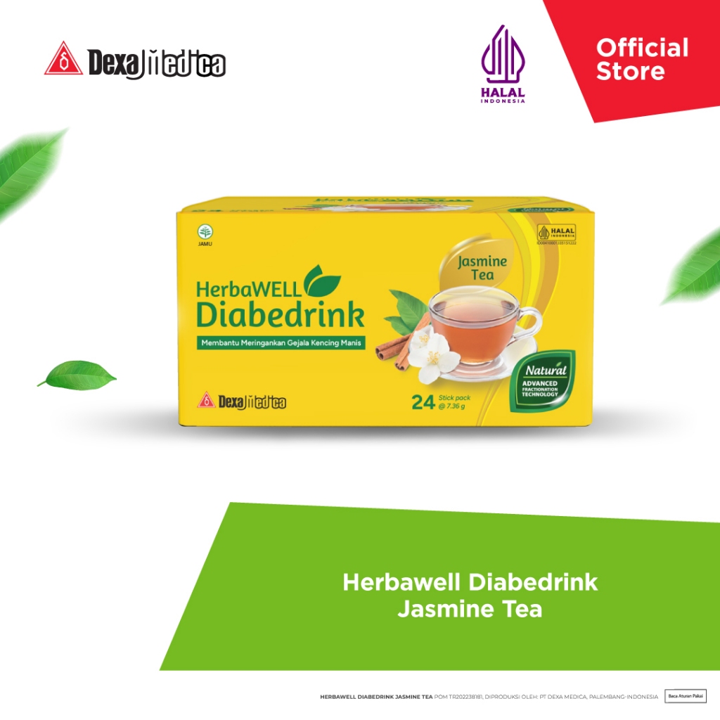 

HerbaWELL Diabedrink Jasmine Tea Powder Drink Isi 24 Stickpack - Minuman Herbal Diabetes