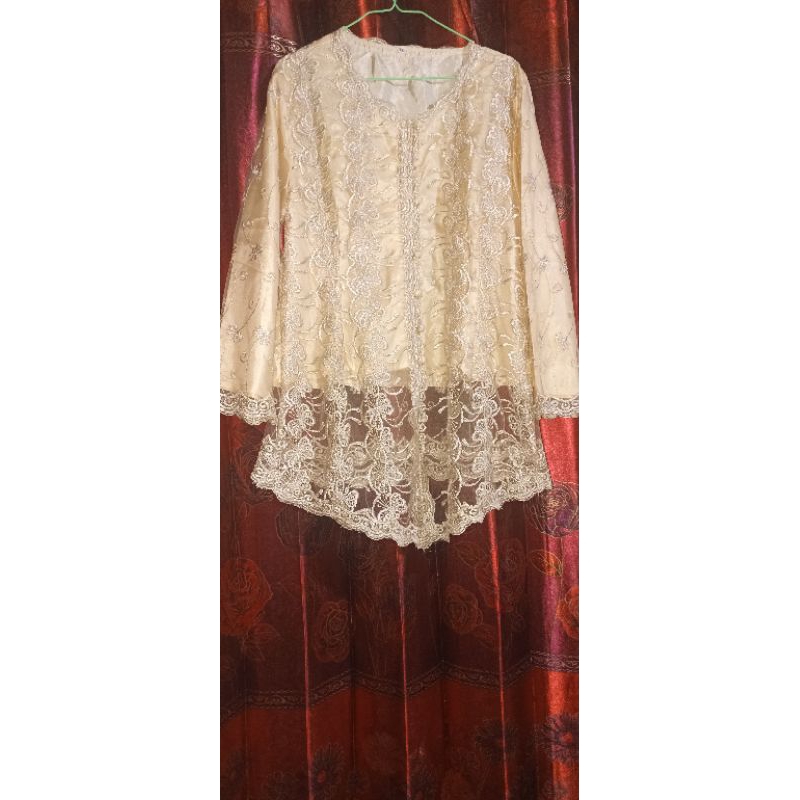 kebaya brokat tile gliter  kuning keemasan mewah PL