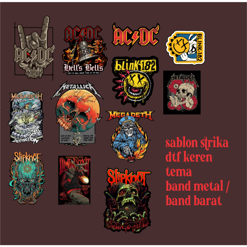 sablon strika dtf ban metal / band barat