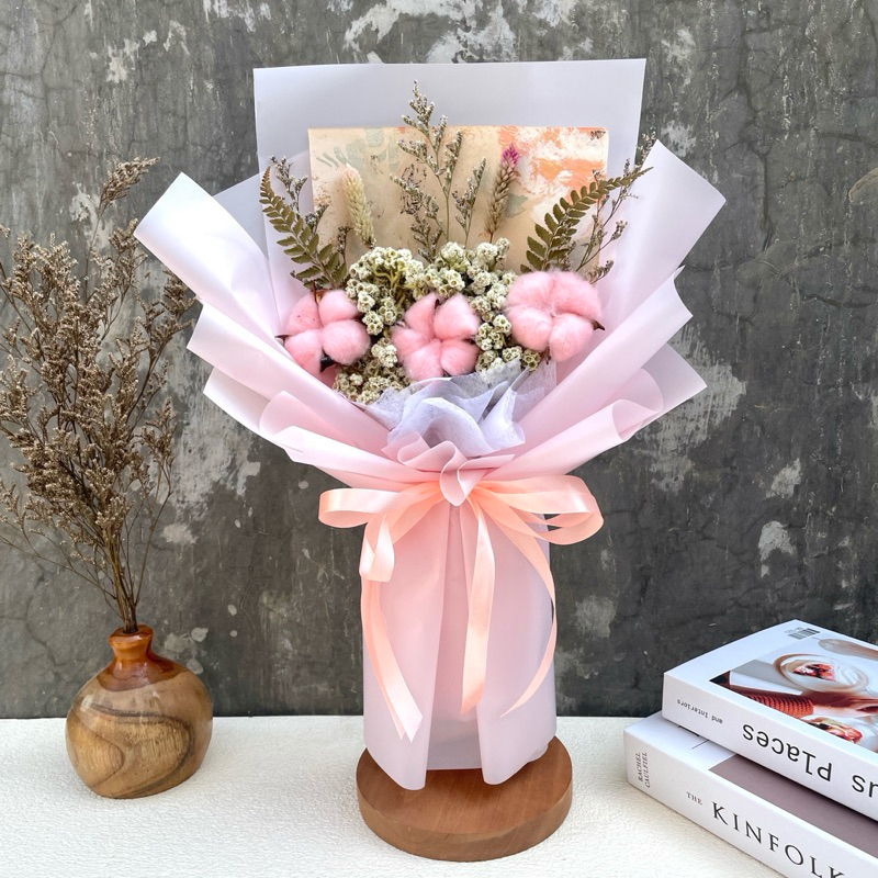 Buket bunga kapas | buket bunga kering | buket  edelweis | buket artificial