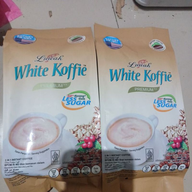 [18 sachet] Luwak White Koffie Less Sugar