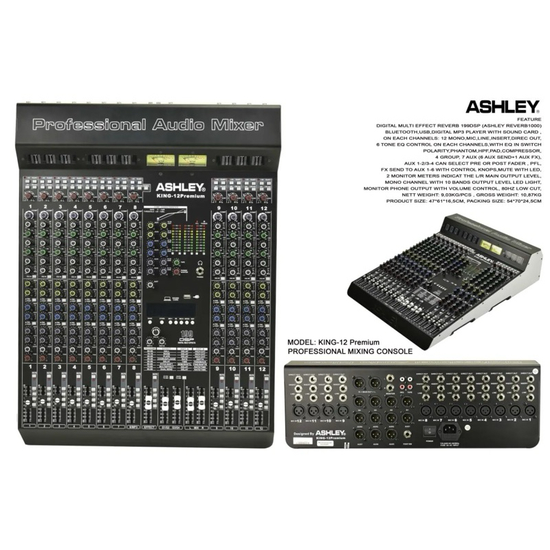 MIXER 12 CHANNEL ASHLEY KING-12 PREMIUM KING12PREMIUM KING 12 PREMIUM ORIGINAL ASHLEY GARANSI RESMI